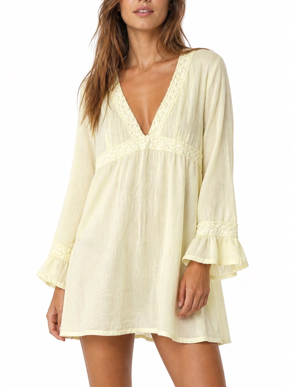 Alexandra Bartlett Intimates Yellow Crochet Trim Cover-Up / Tunic – XL